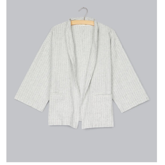 EILEEN FISHER Organic Linen Cotton Ticking Stripe Jacket Size Small - Picture 1 of 7